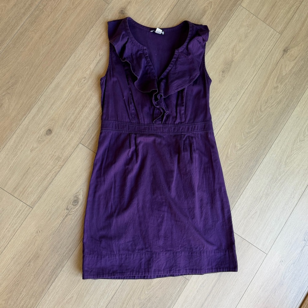LOFT Deep Purple V-Neck Ruffle Top